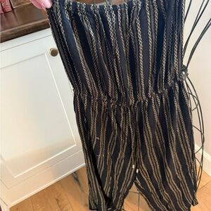 Elan Black and Gold Patterned Jumpsuit